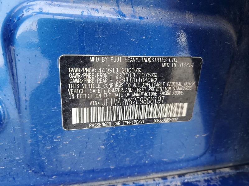 Aukcja sprzedaży 2015 Subaru Wrx, vin: JF1VA2W62F9806197, numer aukcji: 60886246