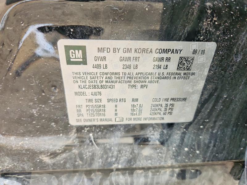 Aukcja sprzedaży 2020 Buick Encore, vin: KL4CJESB3LB031431, numer aukcji: 62884396
