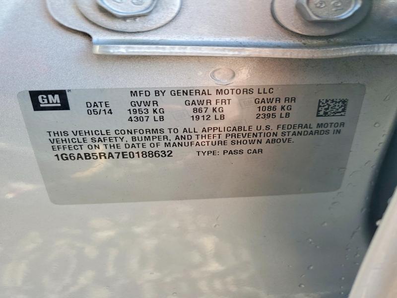 2014 Cadillac Ats მანქანა იყიდება აუქციონზე, vin: 1G6AB5RA7E0188632, აუქციონის ნომერი: 60012656