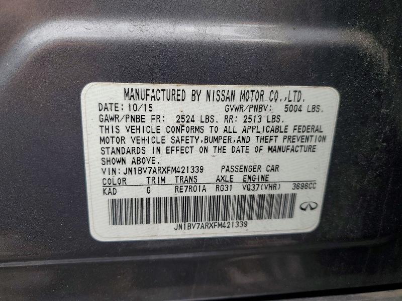 Продажа на аукционе авто 2015 Infiniti Q50, vin: JN1BV7ARXFM421339, номер лота: 59704626