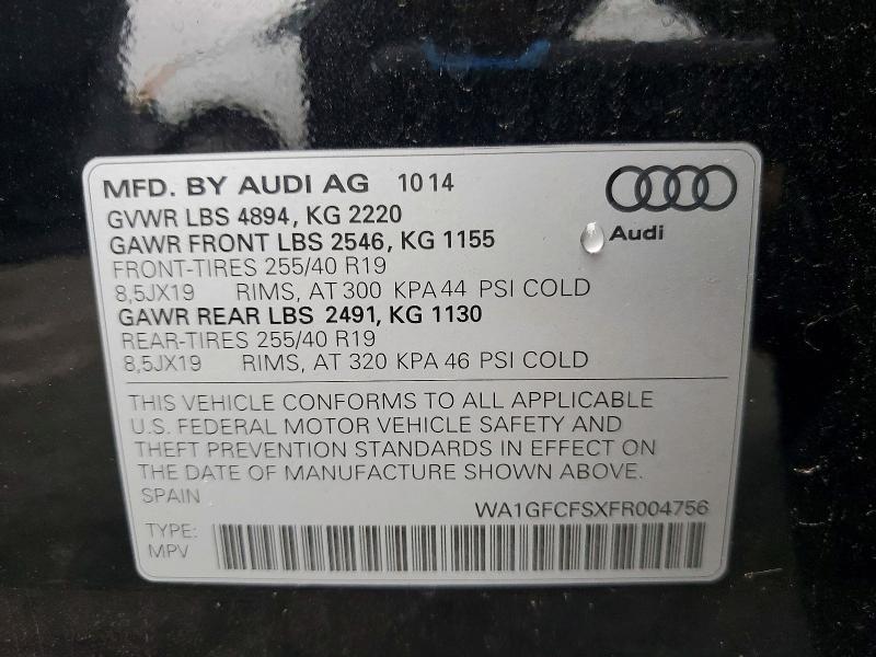 Продажа на аукционе авто 2015 Audi Q3, vin: WA1GFCFSXFR004756, номер лота: 59688416