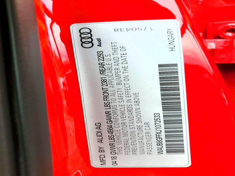 Продажа на аукционе авто 2018 Audi A3, vin: WAUB8GFFXJ1072533, номер лота: 62766056