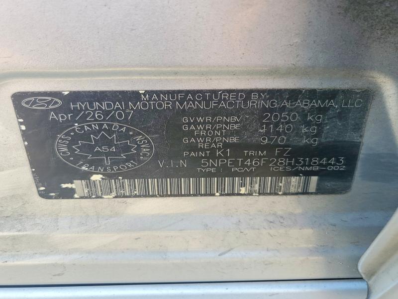 Продаж на аукціоні авто 2008 Hyundai Sonata, vin: 5NPET46F28H318443, номер лоту: 60250916