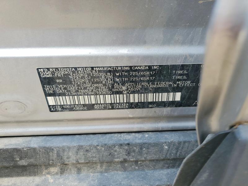 Продажа на аукционе авто 2022 Toyota Rav4, vin: 2T3H1RFV9NC193650, номер лота: 62122076