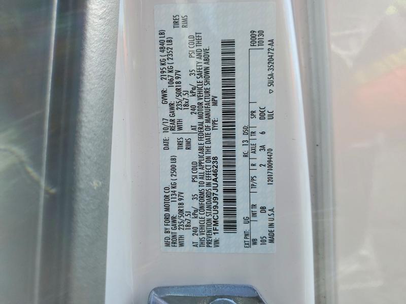 Продажа на аукционе авто 2018 Ford Escape, vin: 1FMCU9J97JUA46238, номер лота: 60303606