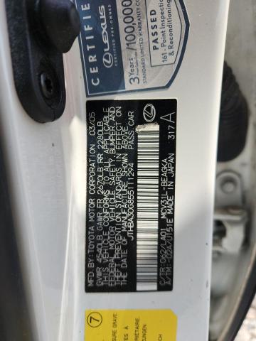 2005 Lexus Es მანქანა იყიდება აუქციონზე, vin: JTHBA30G855111294, აუქციონის ნომერი: 60044316