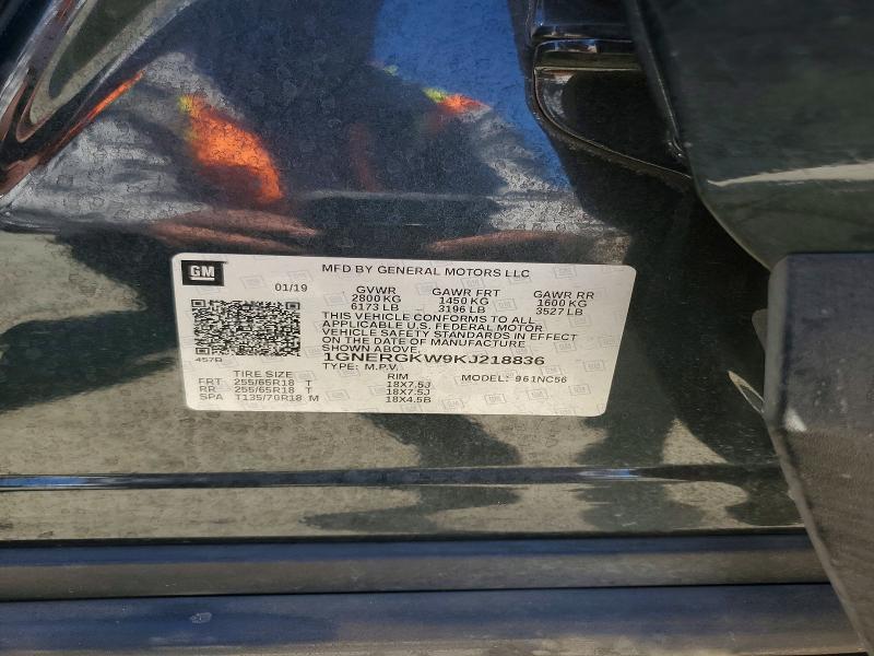 61431726 :رقم المزاد ، 1GNERGKW9KJ218836 vin ، 2019 Chevrolet Traverse مزاد بيع