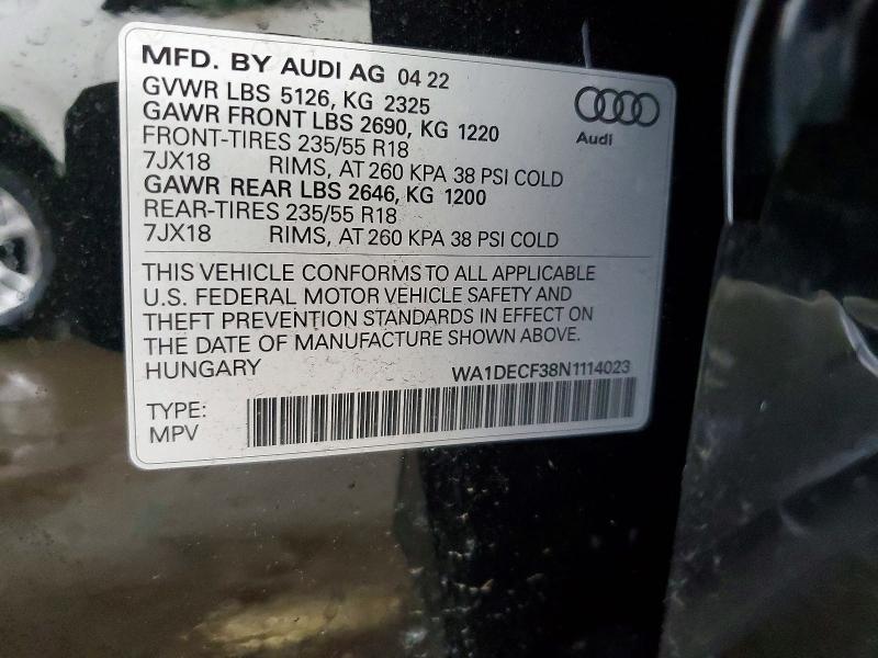 Продаж на аукціоні авто 2022 Audi Q3, vin: WA1DECF38N1114023, номер лоту: 61465876