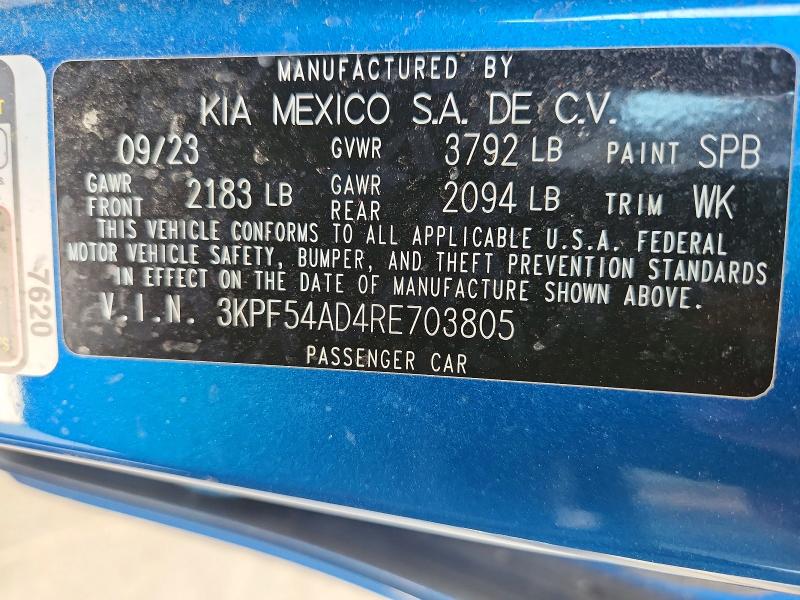 60977136 :رقم المزاد ، 3KPF54AD4RE703805 vin ، 2024 Kia Forte مزاد بيع