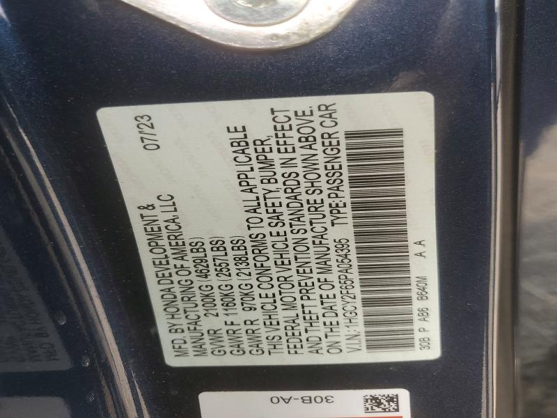 Продаж на аукціоні авто 2023 Honda Accord, vin: 1HGCY2F65PA054395, номер лоту: 62765606
