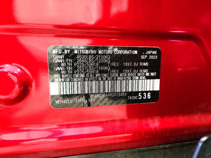 60225176 :رقم المزاد ، JA4ATVAAXRZ015351 vin ، 2024 Mitsubishi Eclipse Cross مزاد بيع