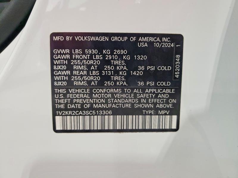 2025 Volkswagen Atlas მანქანა იყიდება აუქციონზე, vin: 1V2KR2CA3SC513306, აუქციონის ნომერი: 61568106