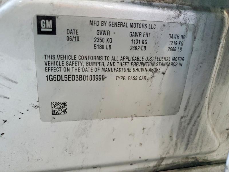 59348976 :رقم المزاد ، 1G6DL5ED3B0100990 vin ، 2011 Cadillac Cts مزاد بيع