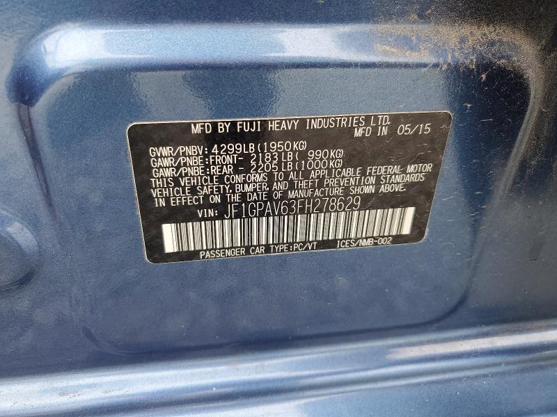 Продаж на аукціоні авто 2015 Subaru Impreza, vin: JF1GPAV63FH278629, номер лоту: 62888396