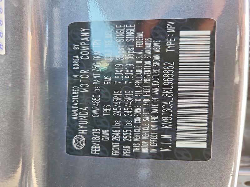 Aukcja sprzedaży 2019 Hyundai Tucson, vin: KM8J3CAL8KU968862, numer aukcji: 62416176