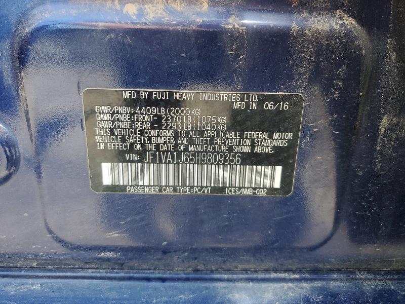 Aukcja sprzedaży 2017 Subaru Wrx, vin: JF1VA1J65H9809356, numer aukcji: 62355686