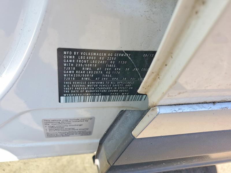 62125306 :رقم المزاد ، WVGBV3AX2EW523382 vin ، 2014 Volkswagen Tiguan مزاد بيع