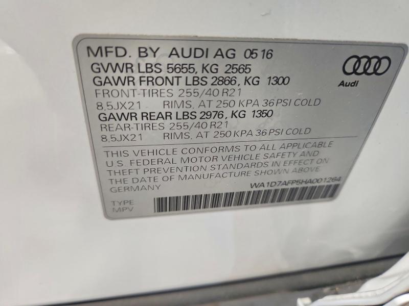 Aukcja sprzedaży 2017 Audi Q5, vin: WA1D7AFP5HA001264, numer aukcji: 62465876