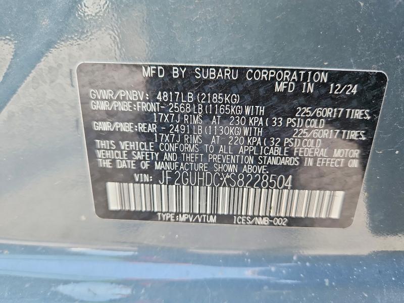 61040786 :رقم المزاد ، JF2GUHDCXS8228504 vin ، 2025 Subaru Crosstrek مزاد بيع
