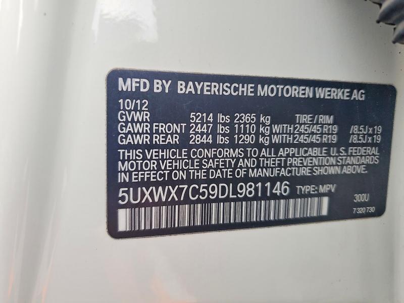 Aukcja sprzedaży 2013 Bmw X3, vin: 5UXWX7C59DL981146, numer aukcji: 61995106