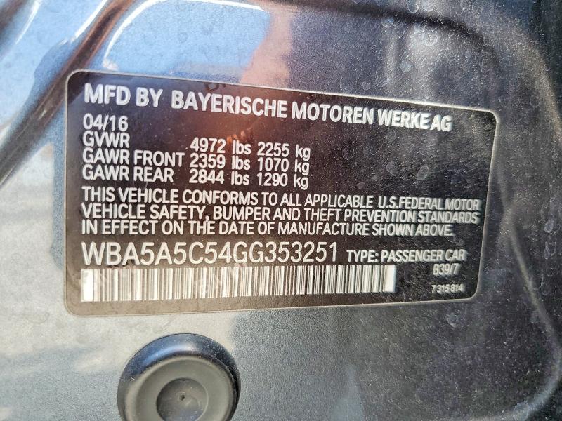 59386516 :رقم المزاد ، WBA5A5C54GG353251 vin ، 2016 Bmw 528 مزاد بيع