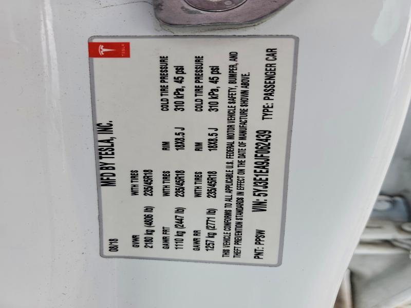 Продажа на аукционе авто 2018 Tesla Model 3, vin: 5YJ3E1EA9JF062439, номер лота: 61696536