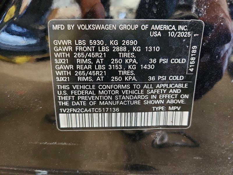 Продаж на аукціоні авто 2026 Volkswagen Atlas, vin: 1V2FN2CA4TC517136, номер лоту: 60753116