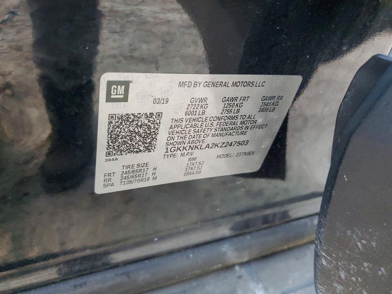 2019 Gmc Acadia მანქანა იყიდება აუქციონზე, vin: 1GKKNKLA2KZ247503, აუქციონის ნომერი: 62901436