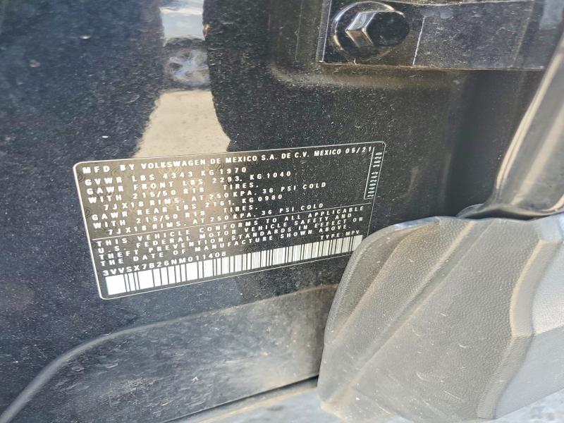 59797796 :رقم المزاد ، 3VVSX7B26NM011408 vin ، 2022 Volkswagen Taos مزاد بيع