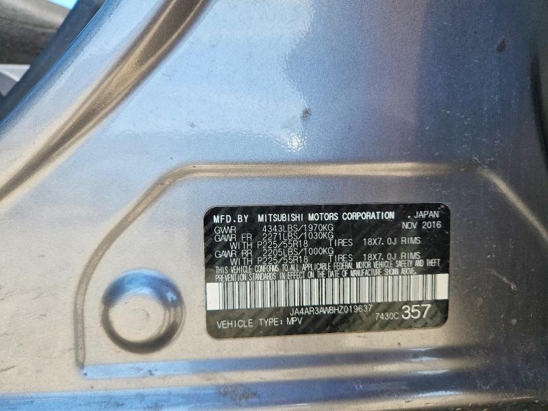 2017 Mitsubishi Outlander Sport მანქანა იყიდება აუქციონზე, vin: JA4AR3AW8HZ019637, აუქციონის ნომერი: 63119636