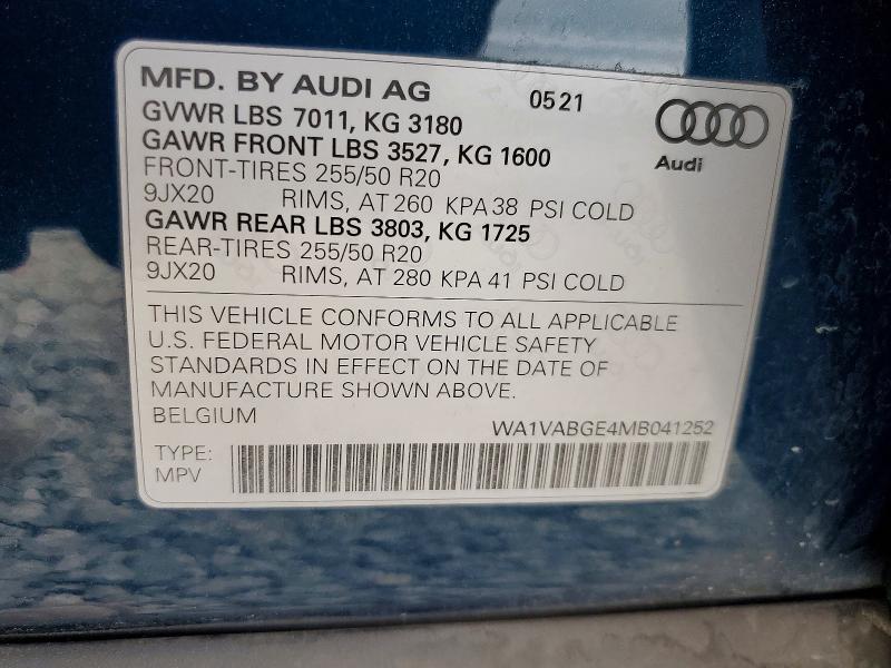 Продажа на аукционе авто 2021 Audi E-tron, vin: WA1VABGE4MB041252, номер лота: 61887926