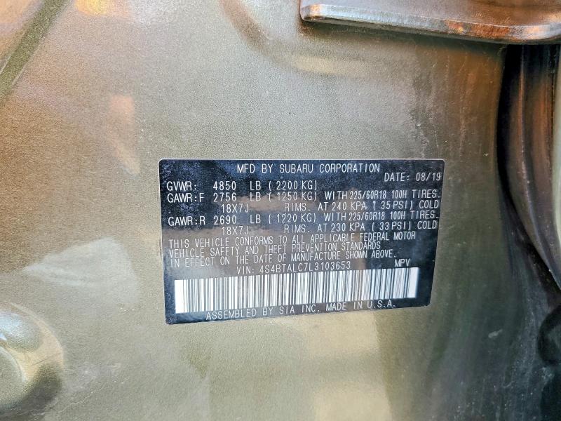 85630175 :رقم المزاد ، 4S4BTALC7L3103653 vin ، 2020 Subaru Outback مزاد بيع