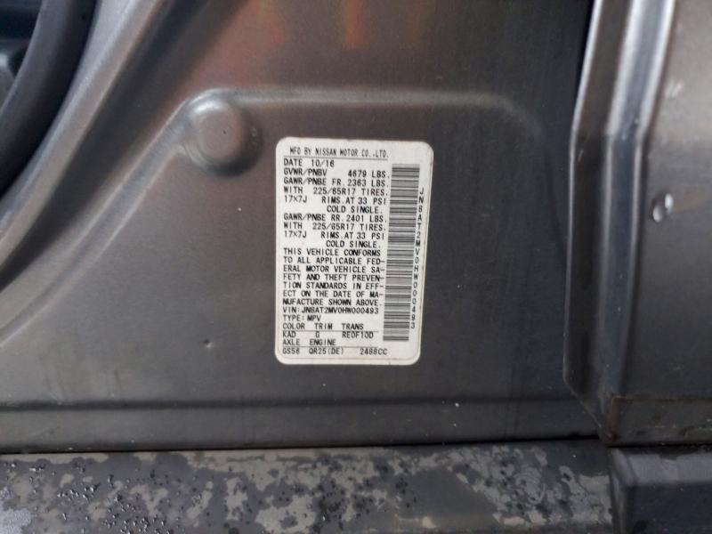 Продаж на аукціоні авто 2017 Nissan Rogue, vin: JN8AT2MV0HW000493, номер лоту: 61284316