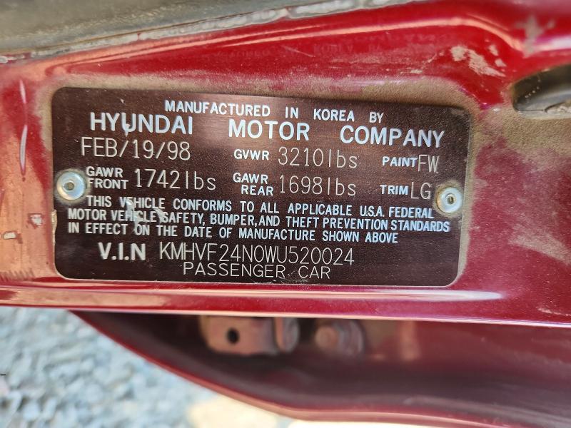 Aukcja sprzedaży 1998 Hyundai Accent, vin: KMHVF24N0WU520024, numer aukcji: 85447055