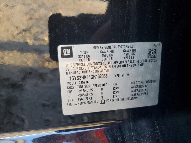 Продаж на аукціоні авто 2016 Cadillac Escalade, vin: 1GYS3HKJ3GR102865, номер лоту: 62680636