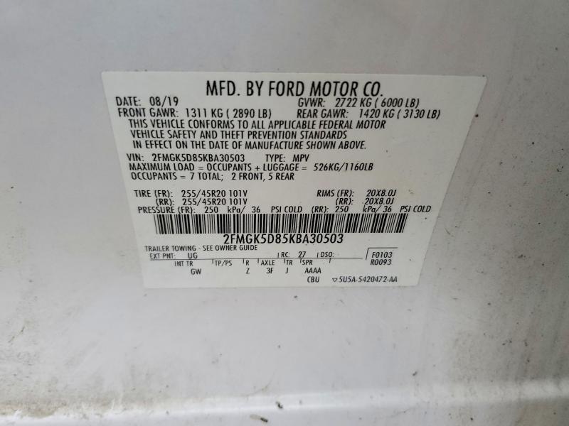 Aukcja sprzedaży 2019 Ford Flex, vin: 2FMGK5D85KBA30503, numer aukcji: 61519296