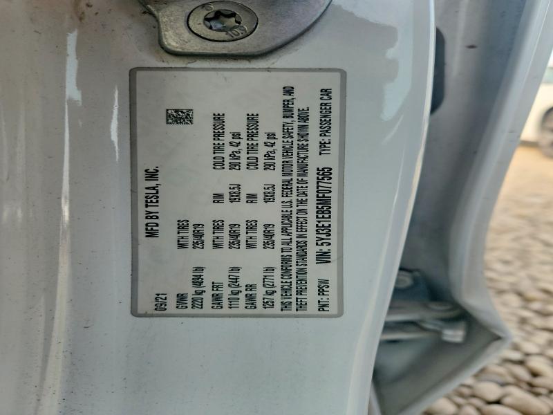 Aukcja sprzedaży 2021 Tesla Model 3, vin: 5YJ3E1EB5MF077565, numer aukcji: 61072056