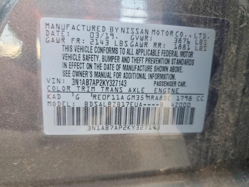 Продаж на аукціоні авто 2019 Nissan Sentra, vin: 3N1AB7AP2KY327143, номер лоту: 59710416