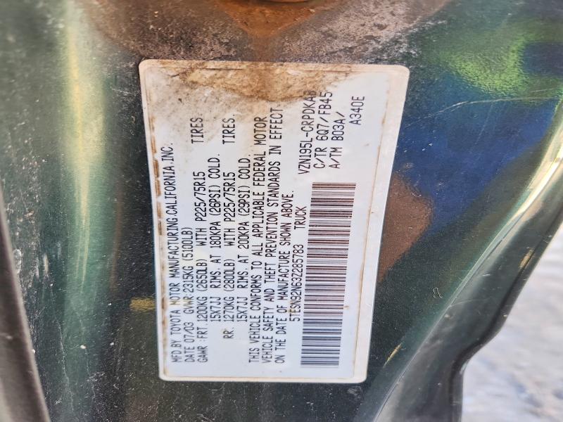 62737826 :رقم المزاد ، 5TESN92N63Z285783 vin ، 2003 Toyota Tacoma مزاد بيع