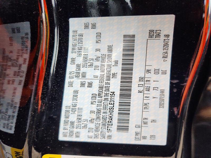 Продажа на аукционе авто 2025 Ford Ranger, vin: 1FTER4KH0SLE31154, номер лота: 61433166