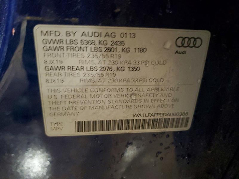 Продаж на аукціоні авто 2013 Audi Q5, vin: WA1LFAFP9DA060388, номер лоту: 60813266