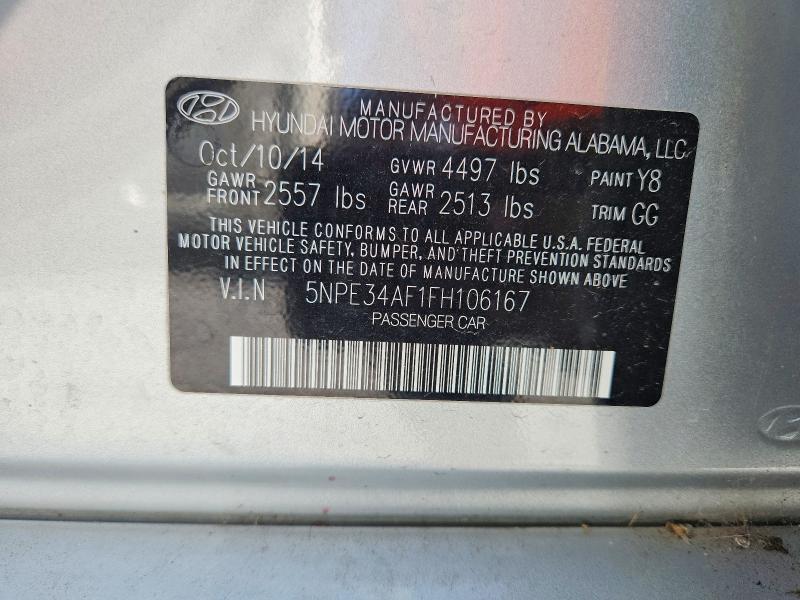 2015 Hyundai Sonata მანქანა იყიდება აუქციონზე, vin: 5NPE34AF1FH106167, აუქციონის ნომერი: 61711676