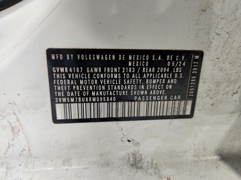 Aukcja sprzedaży 2024 Volkswagen Jetta, vin: 3VW5M7BU8RM095840, numer aukcji: 61356876