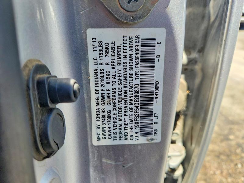 2013 Honda Civic მანქანა იყიდება აუქციონზე, vin: 19XFB2F54DE289870, აუქციონის ნომერი: 59380776