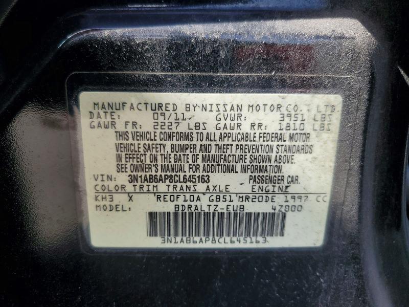 Продажа на аукционе авто 2012 Nissan Sentra, vin: 3N1AB6AP8CL645163, номер лота: 60172306