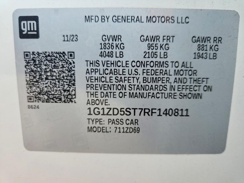 Продажа на аукционе авто 2024 Chevrolet Malibu, vin: 1G1ZD5ST7RF140811, номер лота: 63666856