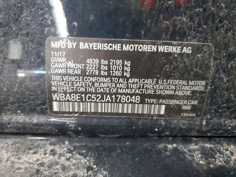 63053316 :رقم المزاد ، WBA8E1C52JA178048 vin ، 2018 Bmw 330e مزاد بيع