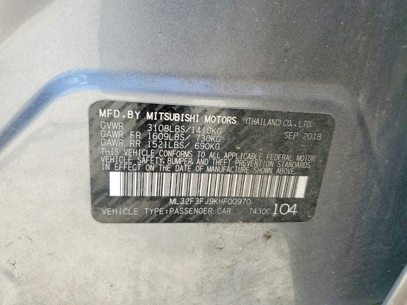 Aukcja sprzedaży 2019 Mitsubishi Mirage, vin: ML32F3FJ9KHF00970, numer aukcji: 59296856