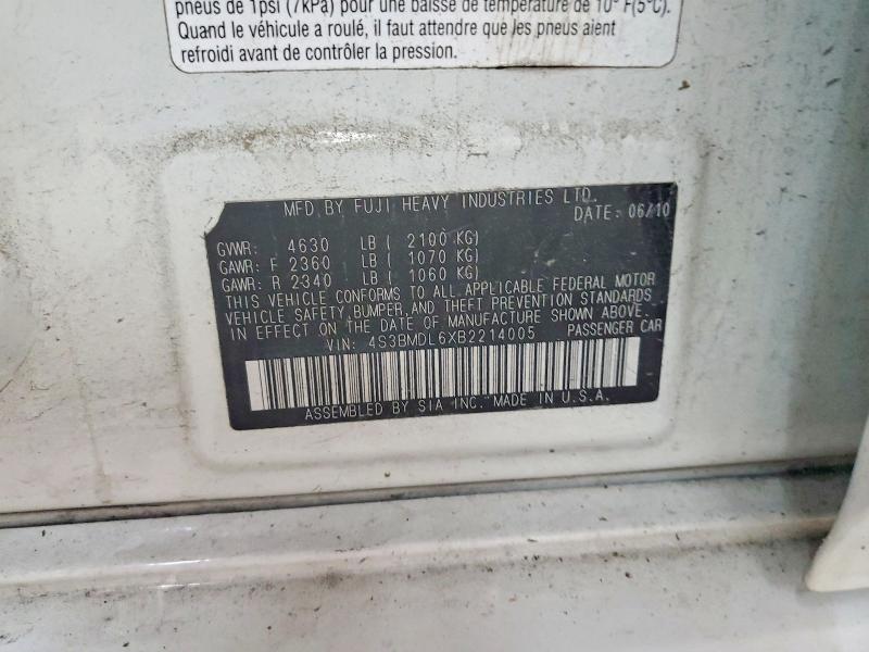 Aukcja sprzedaży 2011 Subaru Legacy, vin: 4S3BMDL6XB2214005, numer aukcji: 59090466