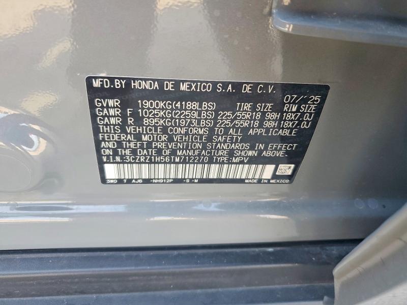 Aukcja sprzedaży 2026 Honda Hr-v, vin: 3CZRZ1H56TM712270, numer aukcji: 58792686